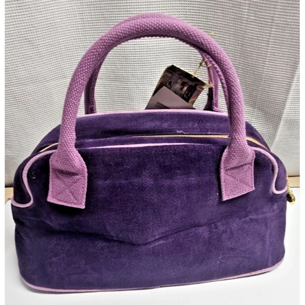 Vtg Y2K Victoria's Secret handbag purple corduroy satchel bag double handle New